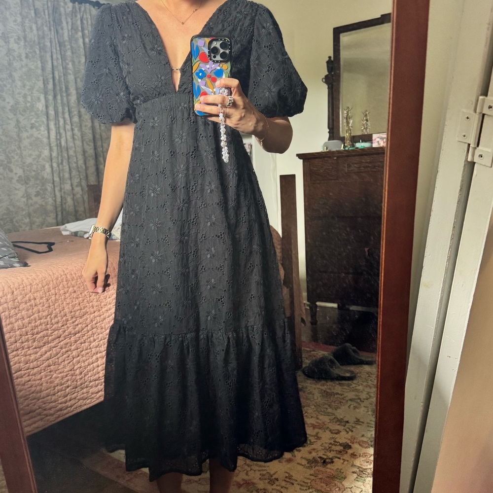 Astr Jaxine Eyelet Midi Dress